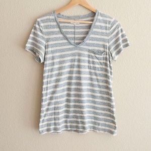 Madewell V Neck Striped Tee Casual